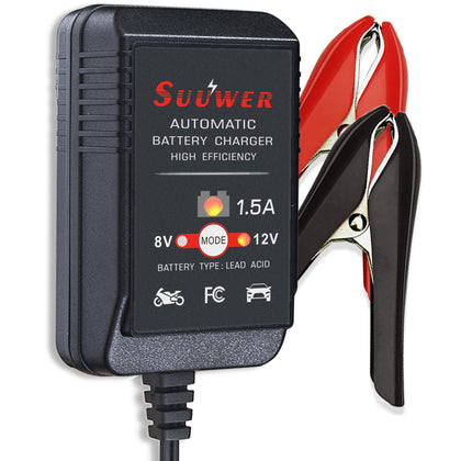 Suuwer front view of charger showing compact housing and ports for easy storage