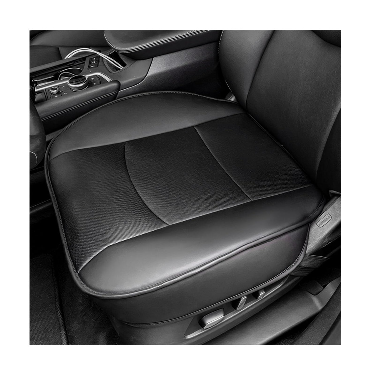 Suvnie front-installed seat cover showing clean protection and easy upgrade