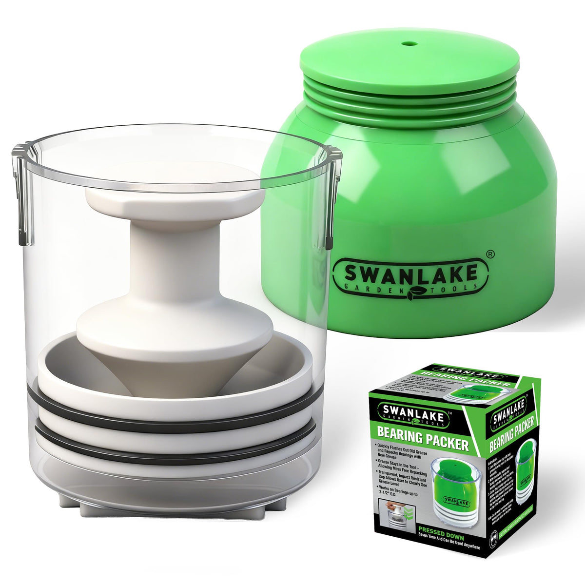 SWANLAKE bearing packer front view showing compact design and portability benefit