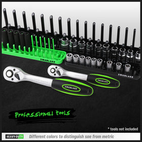 SWANLAKE dual-rail posts holding deep and shallow sockets showing versatile compatibility
