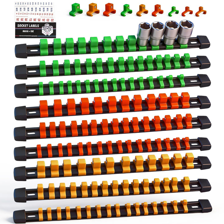 SWANLAKE GARDEN TOOLS front packaging showing three color-coded socket rails for quick identification
