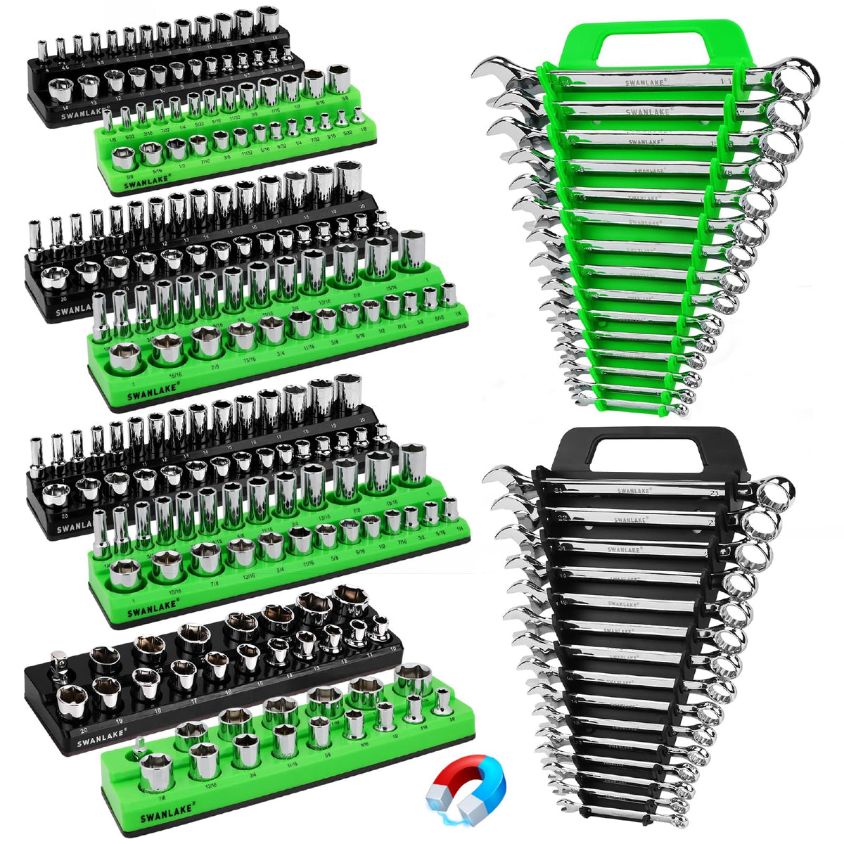 SWANLAKE GARDEN TOOLS front packaging showing organized set and benefit easy identification