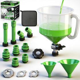 SWANLAKE front packaging showing full 18-piece coolant funnel kit and components