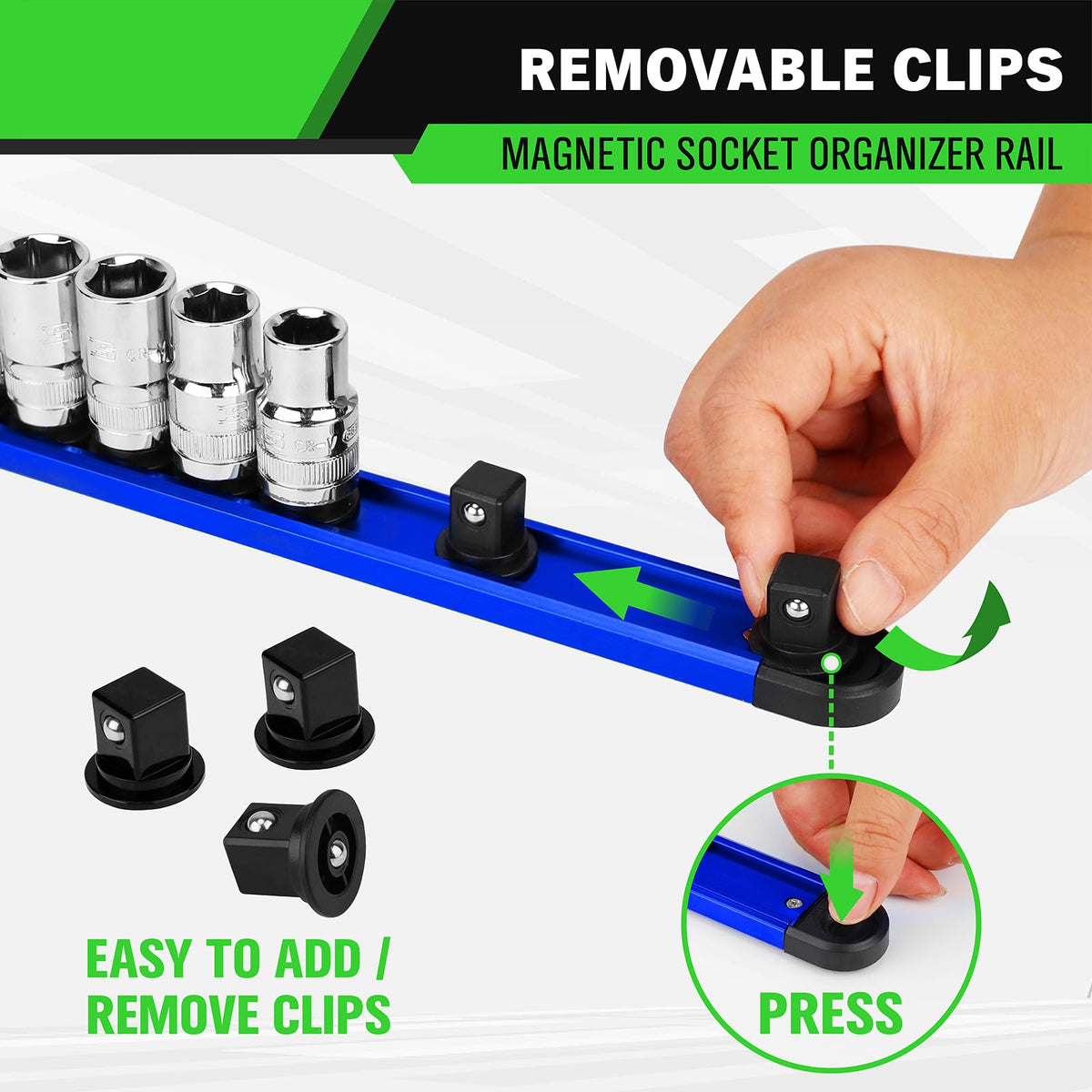 SWANLAKE GARDEN TOOLS close detail of slidable 1/4" bit rail with rubber grips improving retention