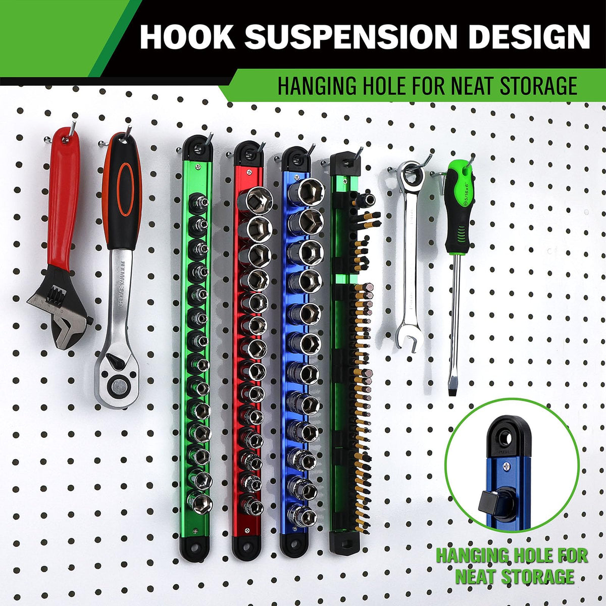 SWANLAKE GARDEN TOOLS holding various socket sizes to keep sets organized and visible