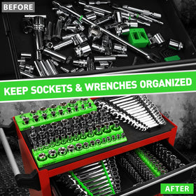 SWANLAKE GARDEN TOOLS installed in a tool drawer showing space-saving organization