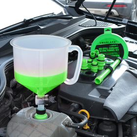 SWANLAKE in use in an engine bay showing safe coolant filling and air bleeding