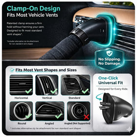 Swanoo BreezyBack installed on dashboard vent demonstrating universal-fit design