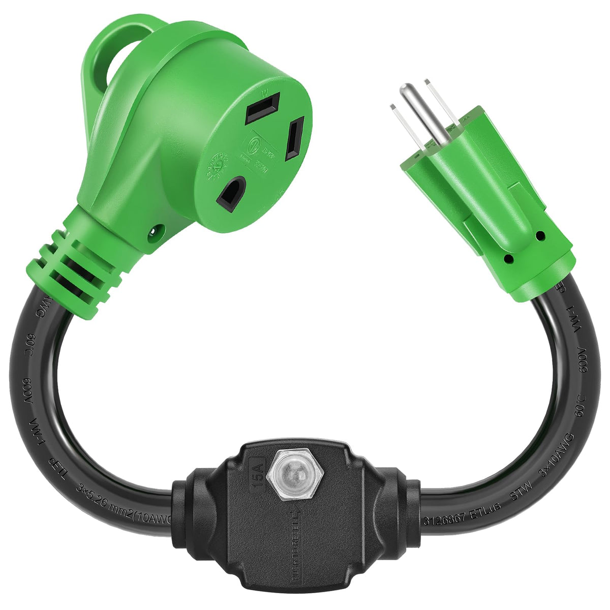 Sweetglow front view of adapter showing plugs and durable casing for safe hookups