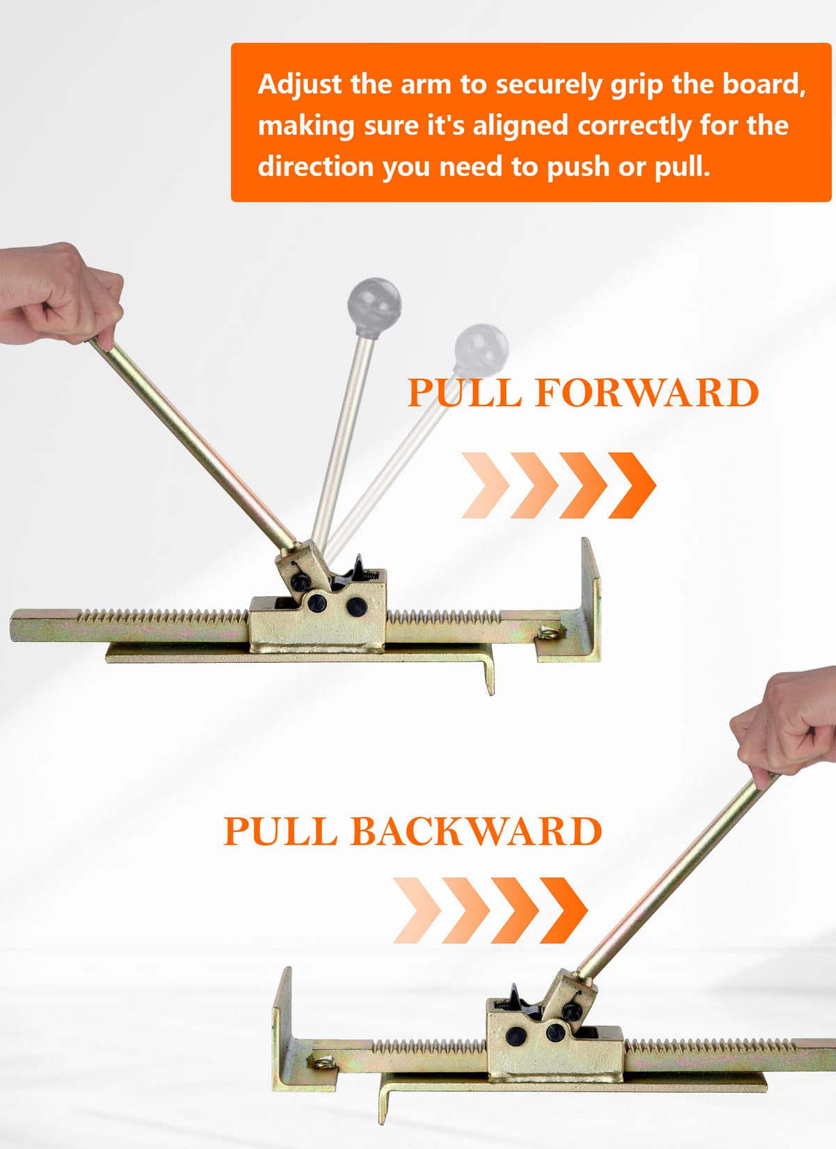 Swellisher lever mechanism close shot highlighting amplified force for easier board seating