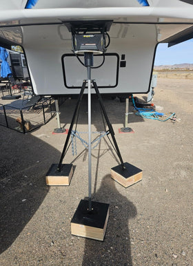 Swellisher at campsite stabilizing RV for quieter, more comfortable living