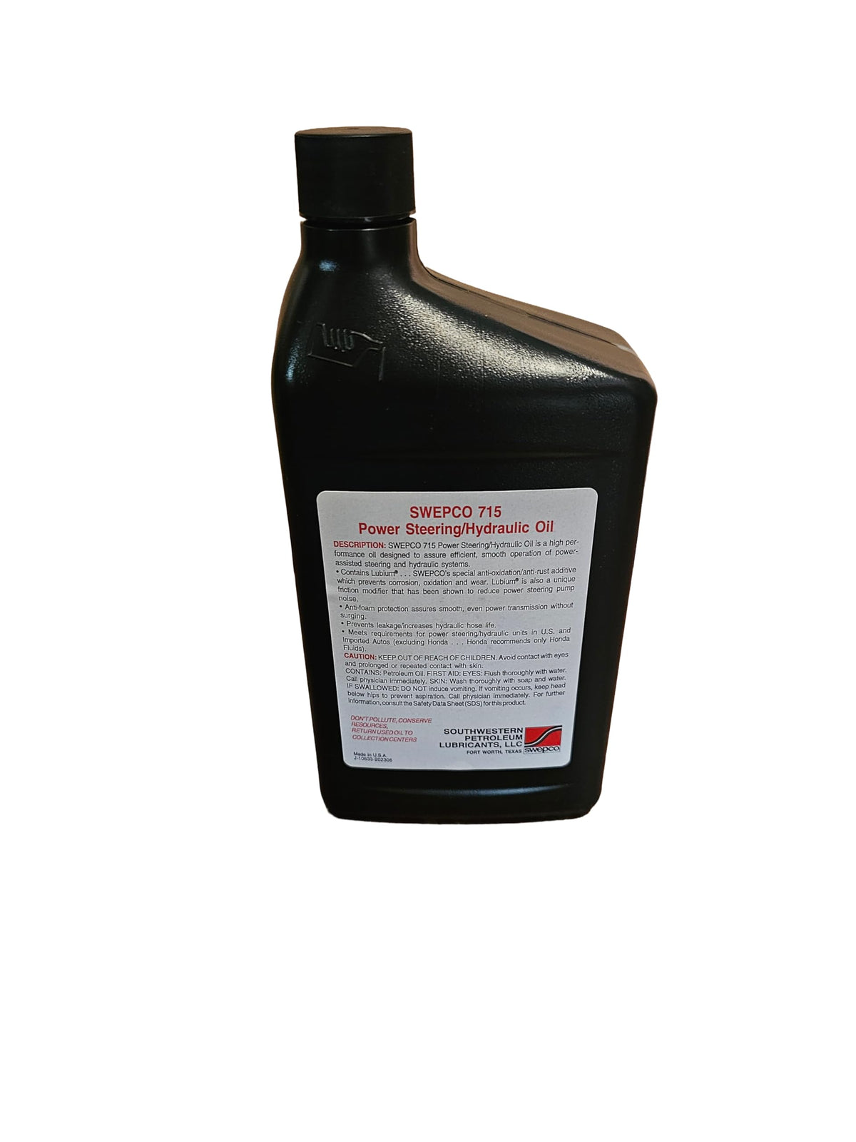 SWEPCO 715 pouring into reservoir with quart bottle for accurate filling