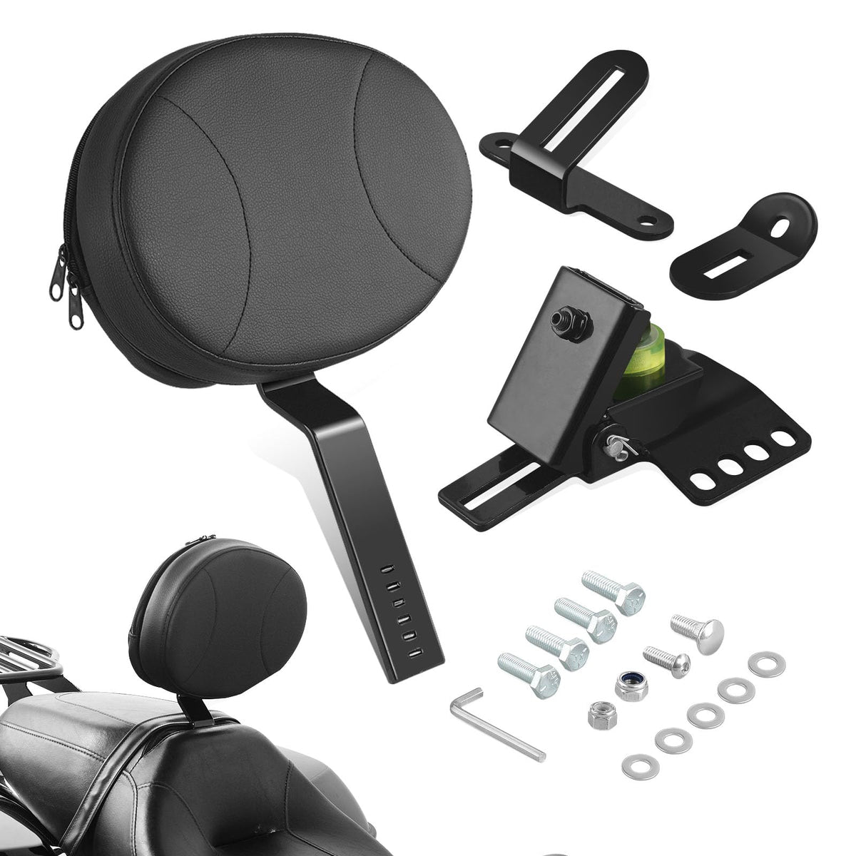 SWESGI backrest front view showing sleek pad and immediate comfort