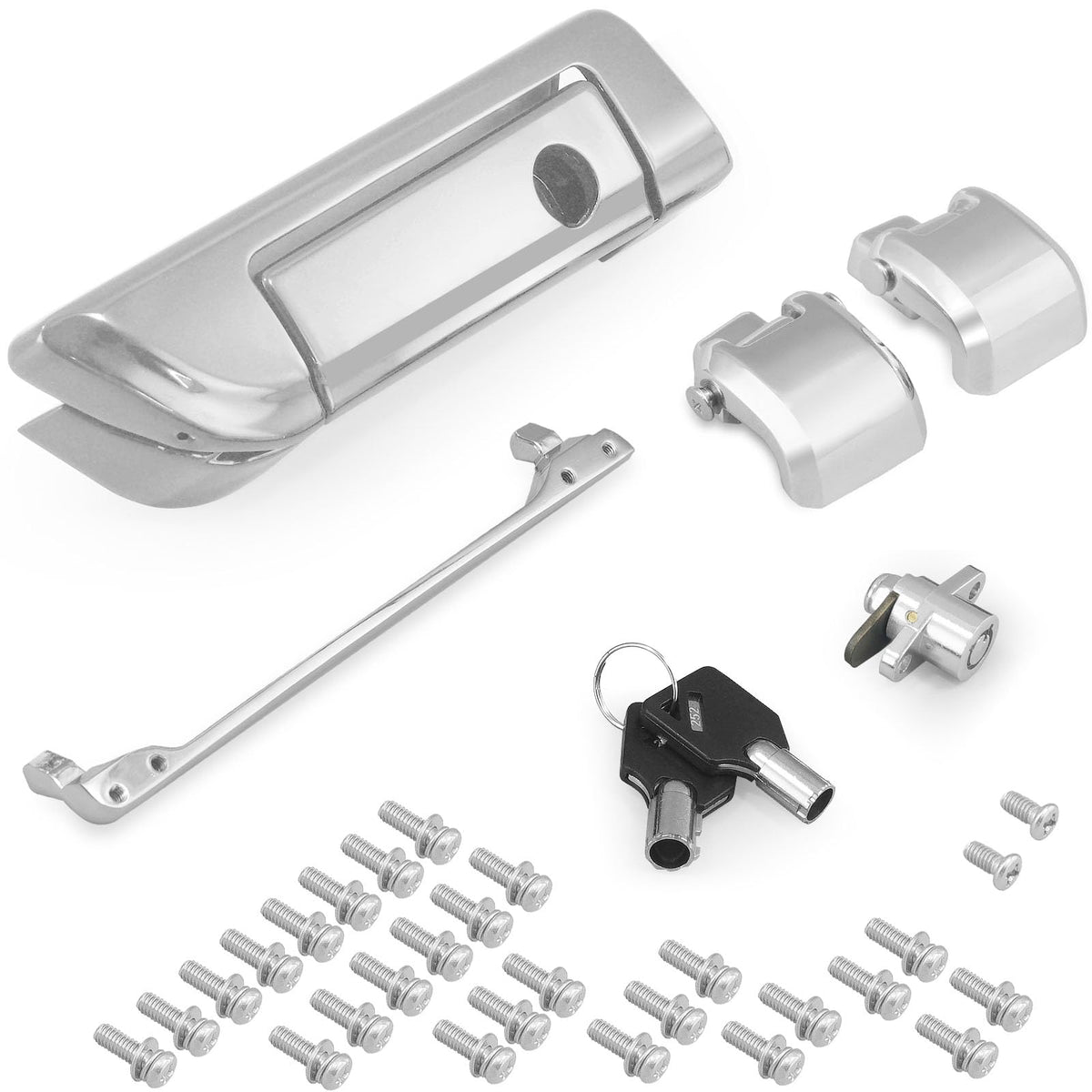 SWESGI chrome trunk latch front assembly showing clean fit and improved operation