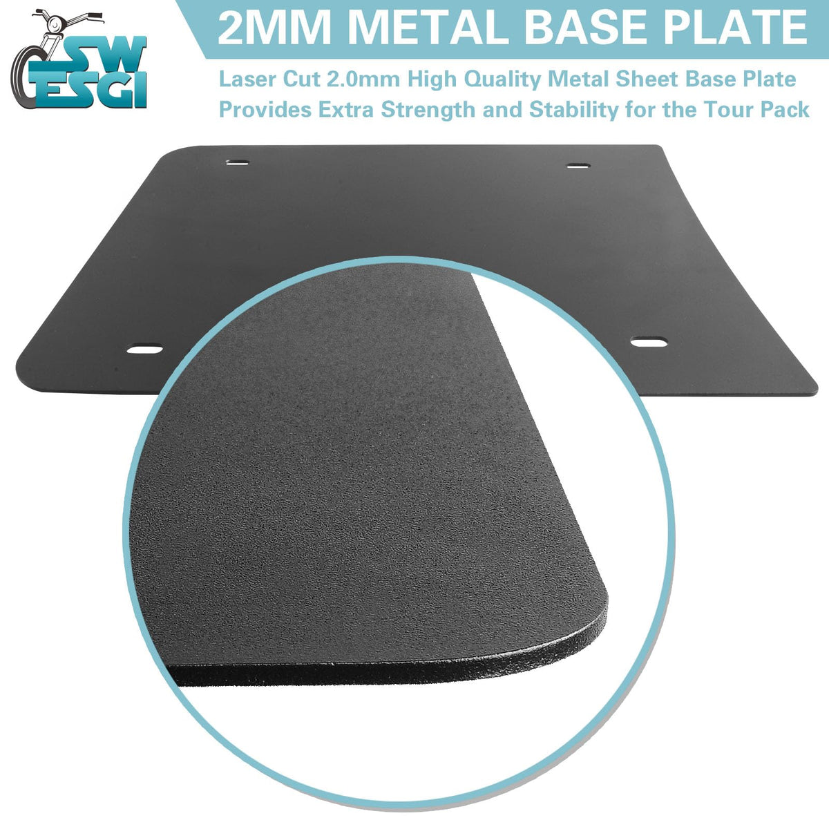 SWESGI base plate mounted on Harley Tour Pack adding reinforcement