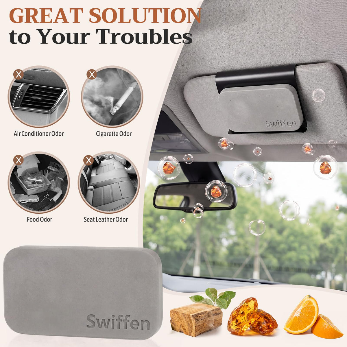 Swiffen stone beside credit card for scale showing compact size benefit