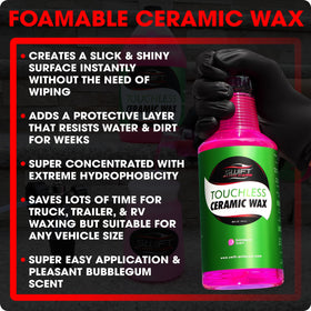 Swift Auto Care foam cannon spraying foamable wax for fast, touchless application