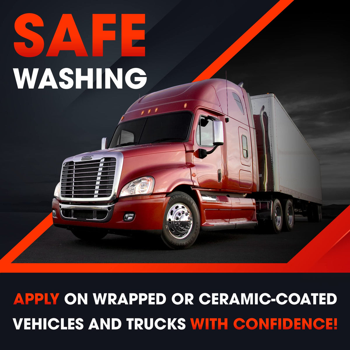 Swift Auto Care before-and-after truck shot showing visible grime removed after rinse