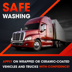 Swift Auto Care before-and-after truck shot showing visible grime removed after rinse
