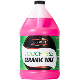 Swift Auto Care front view of 1 gallon wax bottle showing product branding and size benefits