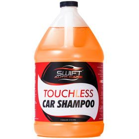 Swift Auto Care gallon bottle front view showing clear product branding and easy-pour cap