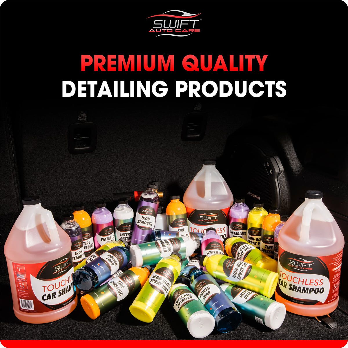 Swift Auto Care upholstery extractor cleaning car seat showing stain removal benefit