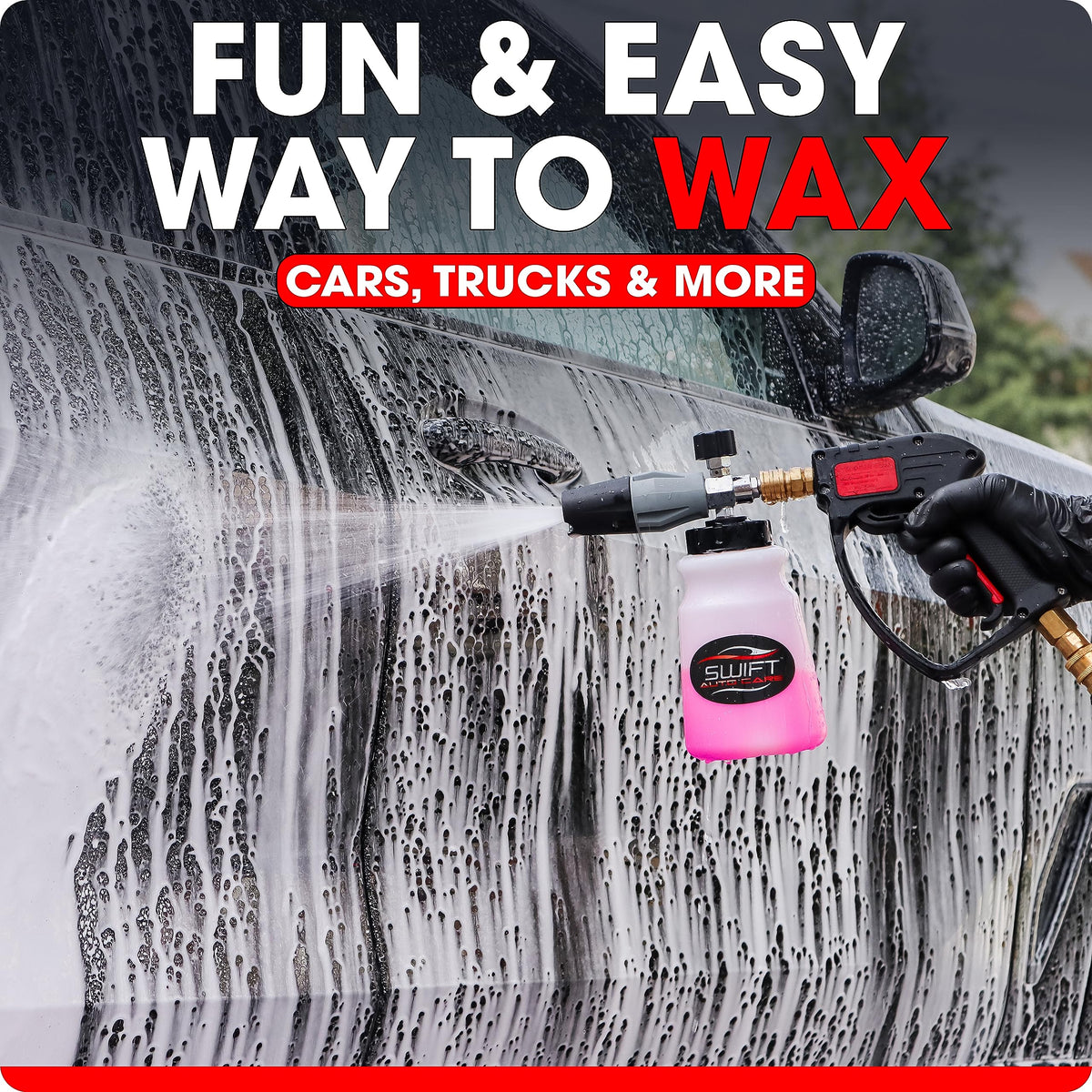 Swift Auto Care close-up foam texture highlighting even coverage and cling