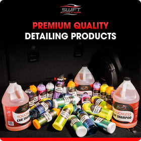 Swift Auto Care lifestyle shot of truck and RV after foam wax showing easy large-vehicle shine