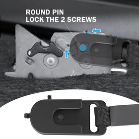 SwiftGaze nylon strap and ergonomic handle for one-handed easy seat release