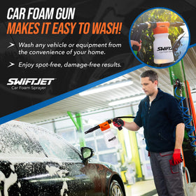 SwiftJet dense white foam texture from cannon demonstrating thick suds that lift dirt benefit