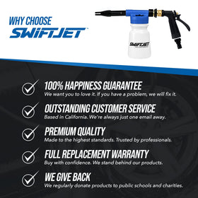 SwiftJet lifestyle backyard wash scene, convenient foam cleaning for vehicles