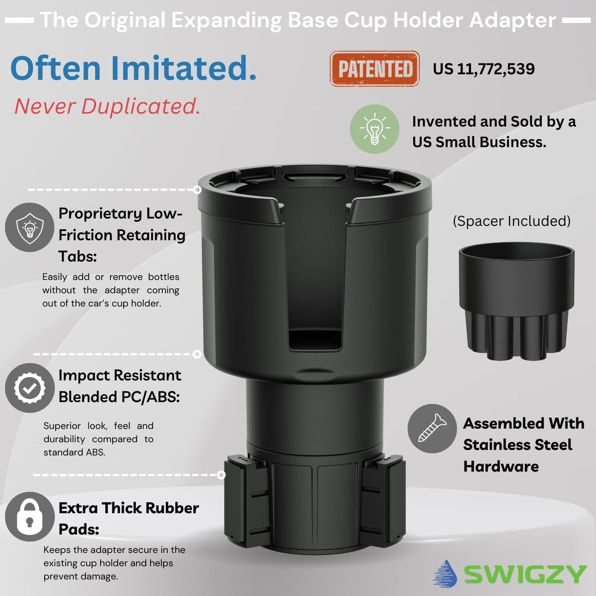 Swigzy holding a Hydro-Flask upright for spill-free travel