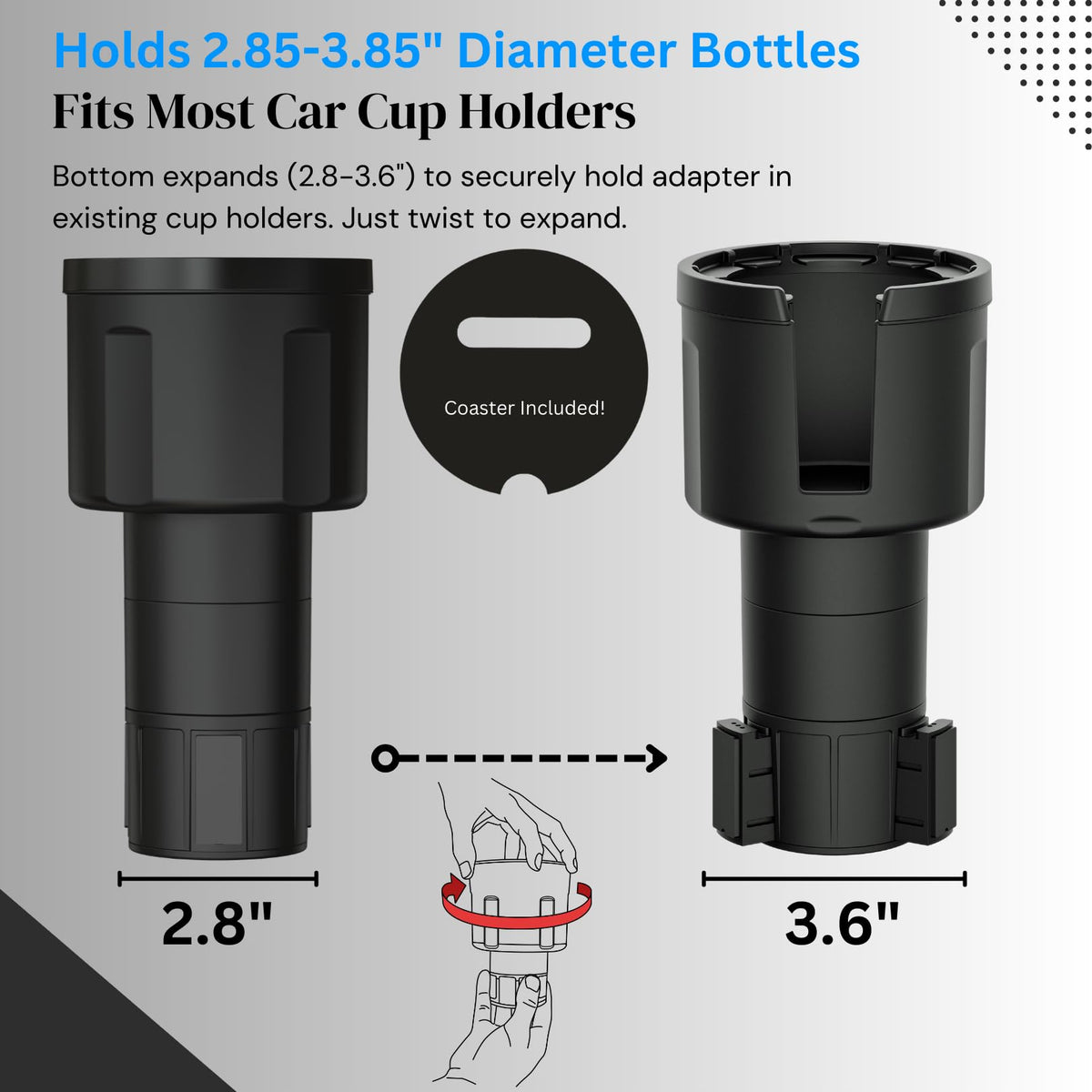 Swigzy securing a Yeti tumbler to prevent tipping and bouncing