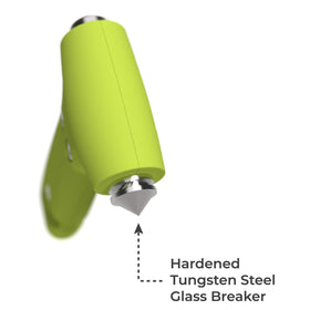 Swiss Safe tungsten steel tip close-up demonstrating focused glass-breaking strength