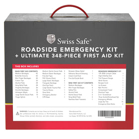 Swiss Safe label and contents list visible for quick inventory and reassurance