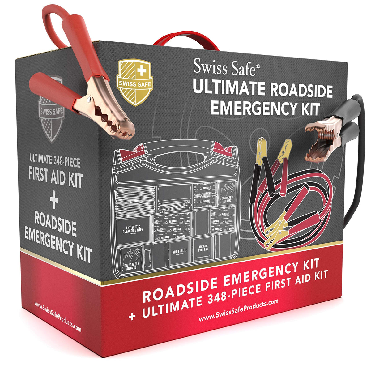 Swiss Safe in-use roadside scene with person using jumper cables safely