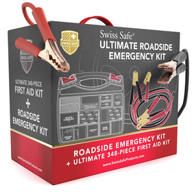 Swiss Safe in-use roadside scene with person using jumper cables safely