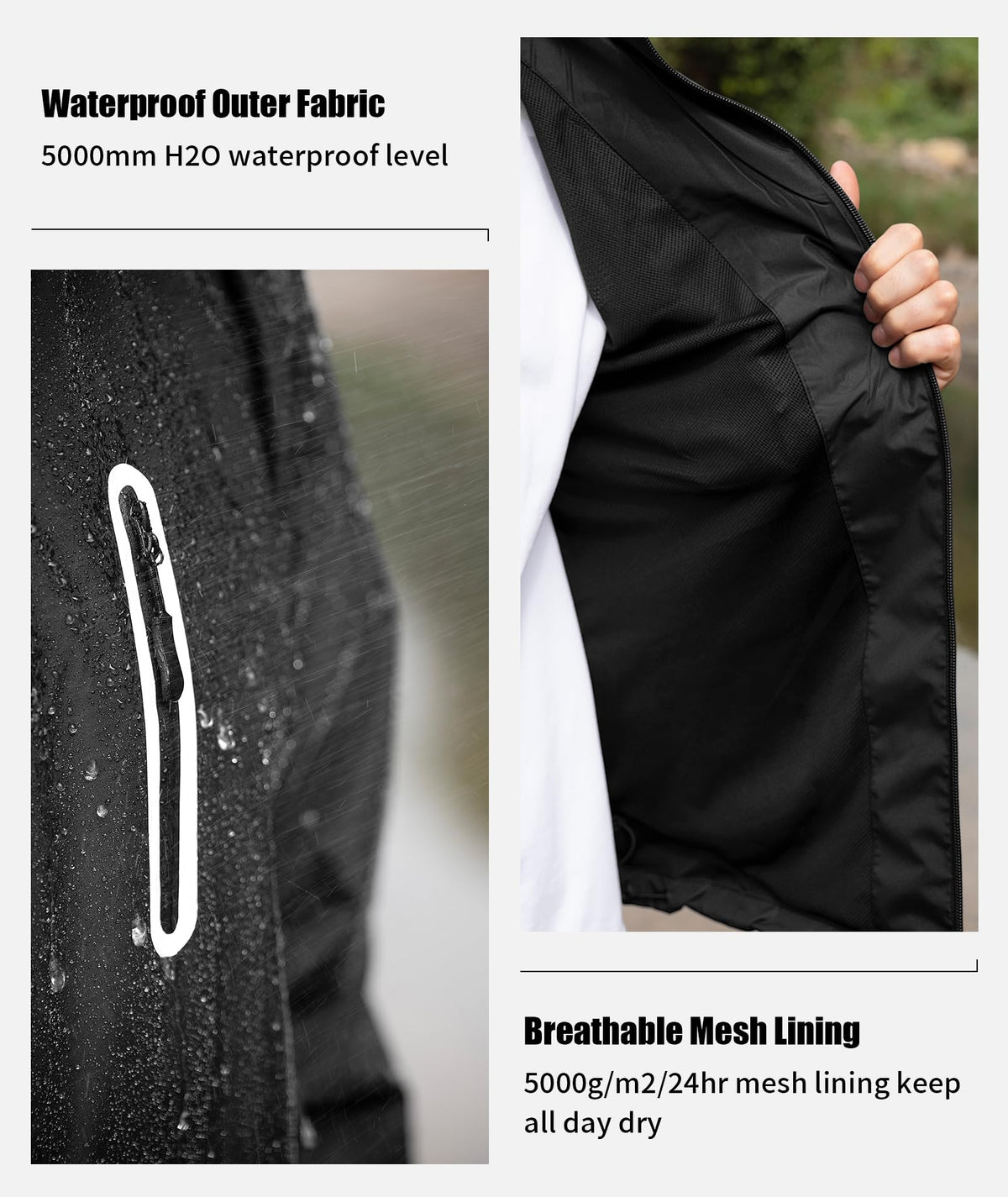 SWISSWELL hood rolled into collar demonstrating compact storage convenience