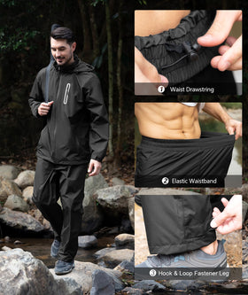 SWISSWELL pant leg strap over hiking boot ensuring secure fit and splash protection