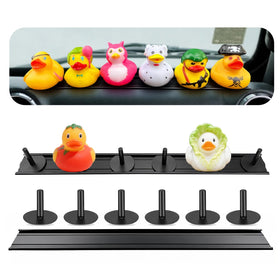 SWLOR front view of aluminum duck holder showing rails and plugs for secure display