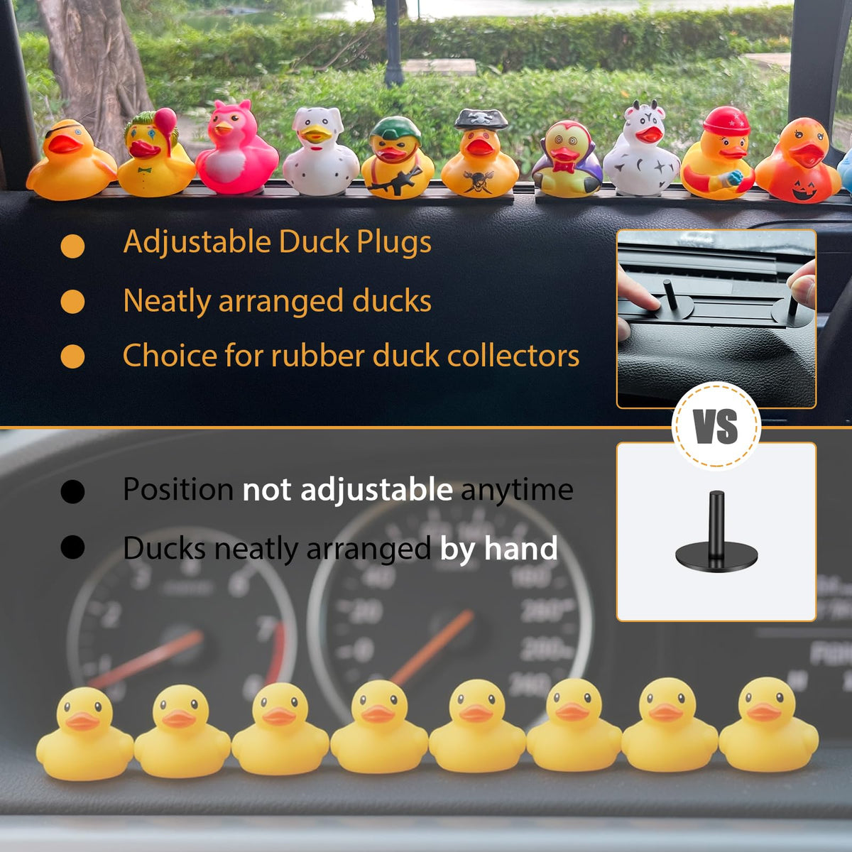 SWLOR holder installed on Jeep dashboard keeping ducks stable during drives