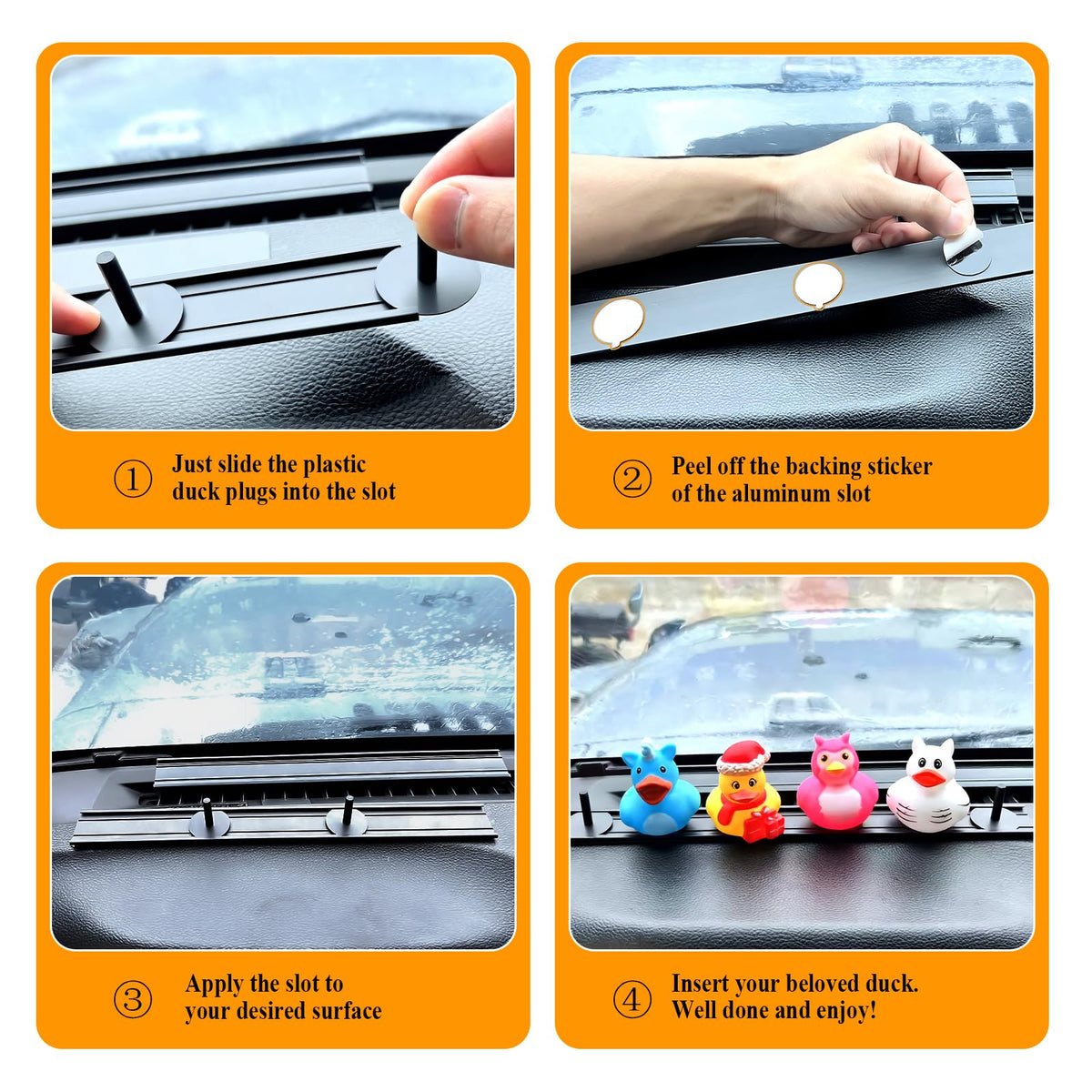 SWLOR lifestyle shot of ducks on a car dash demonstrating tidy decoration