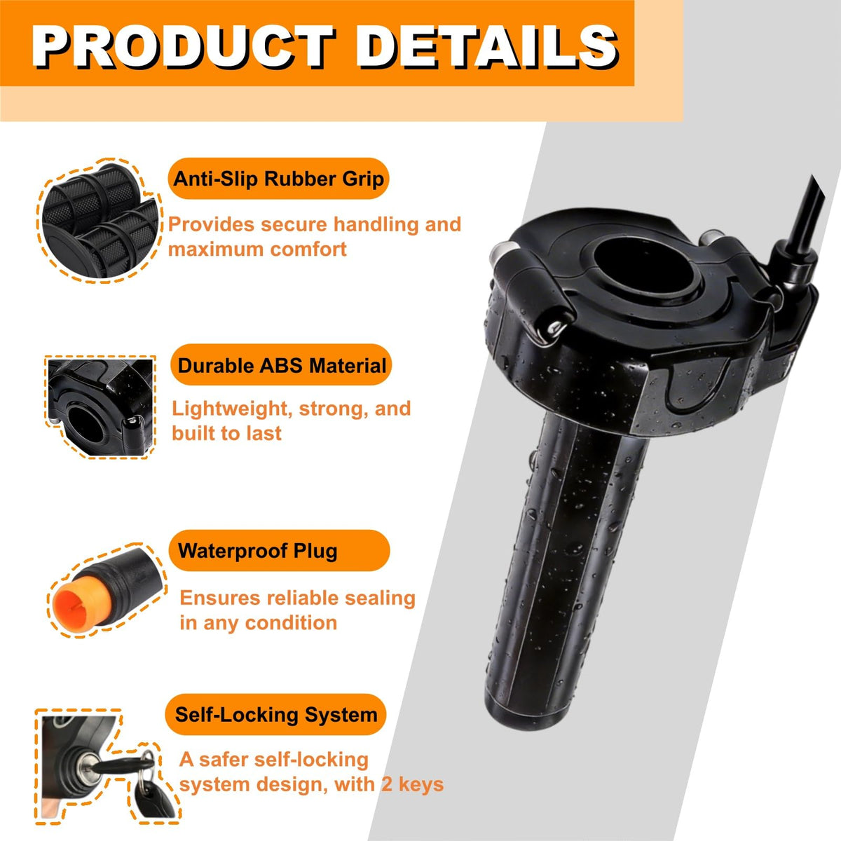 SWRXEarn throttle installed on a right handlebar demonstrating straightforward fitment