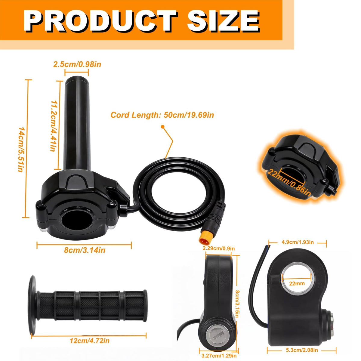 SWRXEarn throttle next to Allen wrench illustrating compact size and included tools