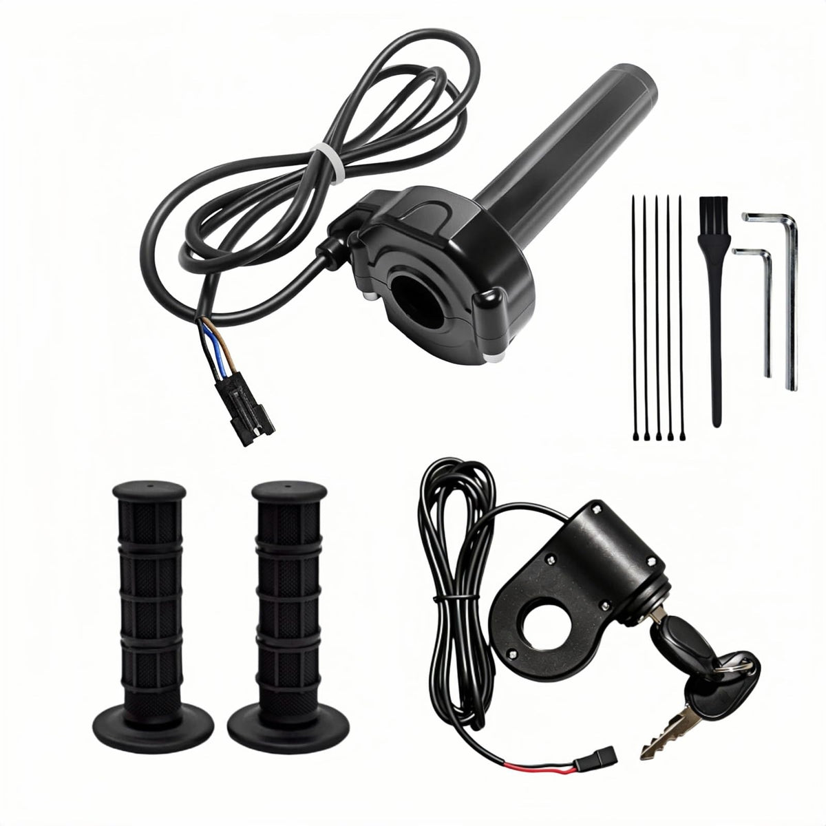 SWRXEarn Surron throttle front assembly showing mount and clamp, adds precise control