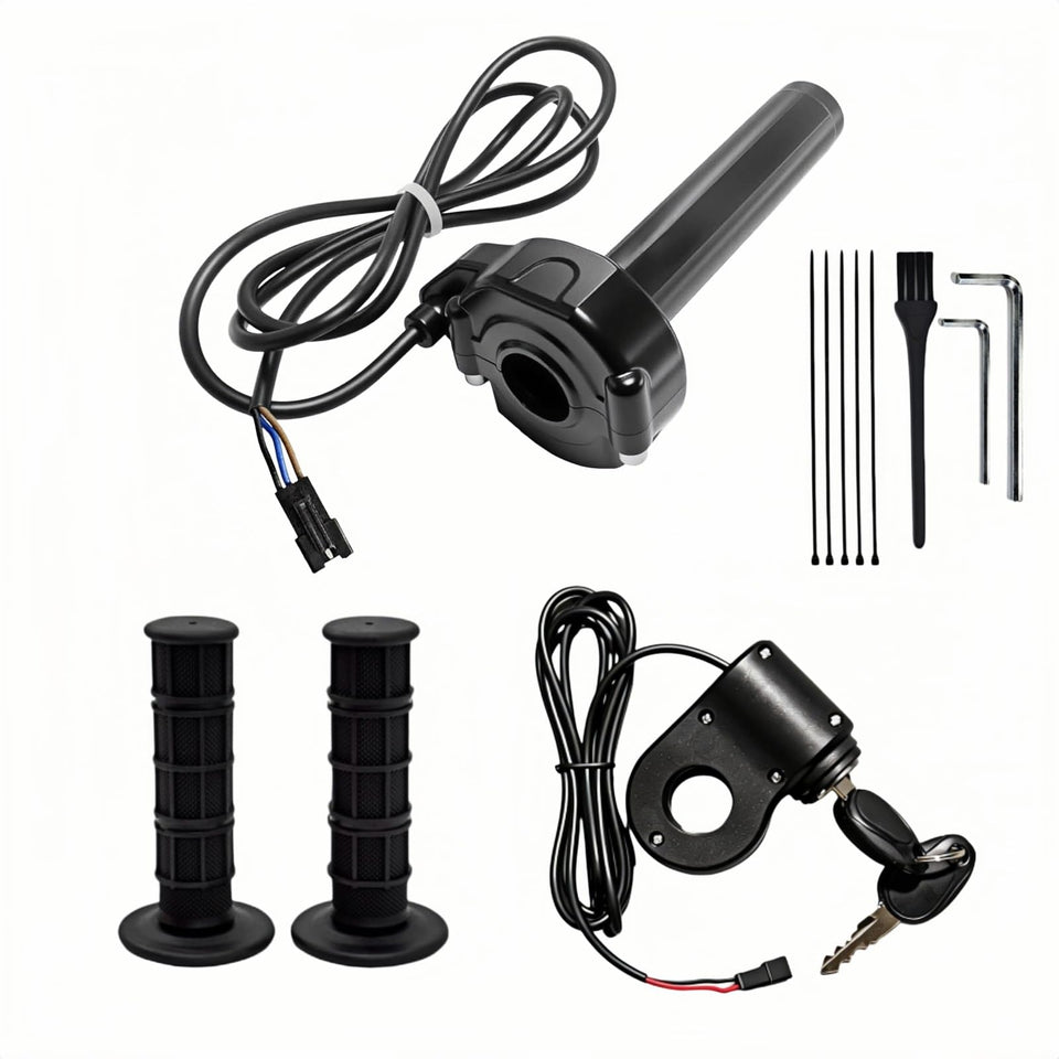 SWRXEarn Surron throttle front assembly showing mount and clamp, adds precise control
