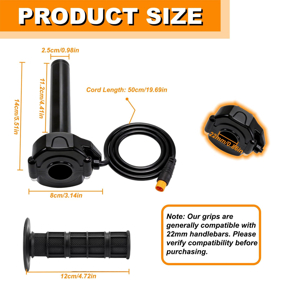 SWRXEarn twist throttle installed on 22mm handlebar for plug-and-play fit and control