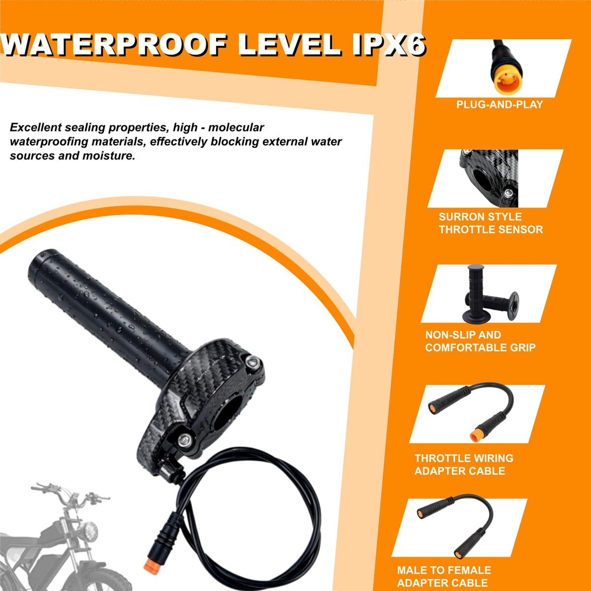 SWRXEarn throttle installed on a 22mm handlebar showing easy fit benefit