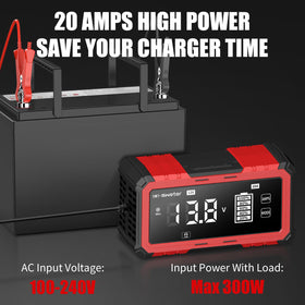 SWTsweter in garage lifestyle shot conveying professional charging and battery maintenance