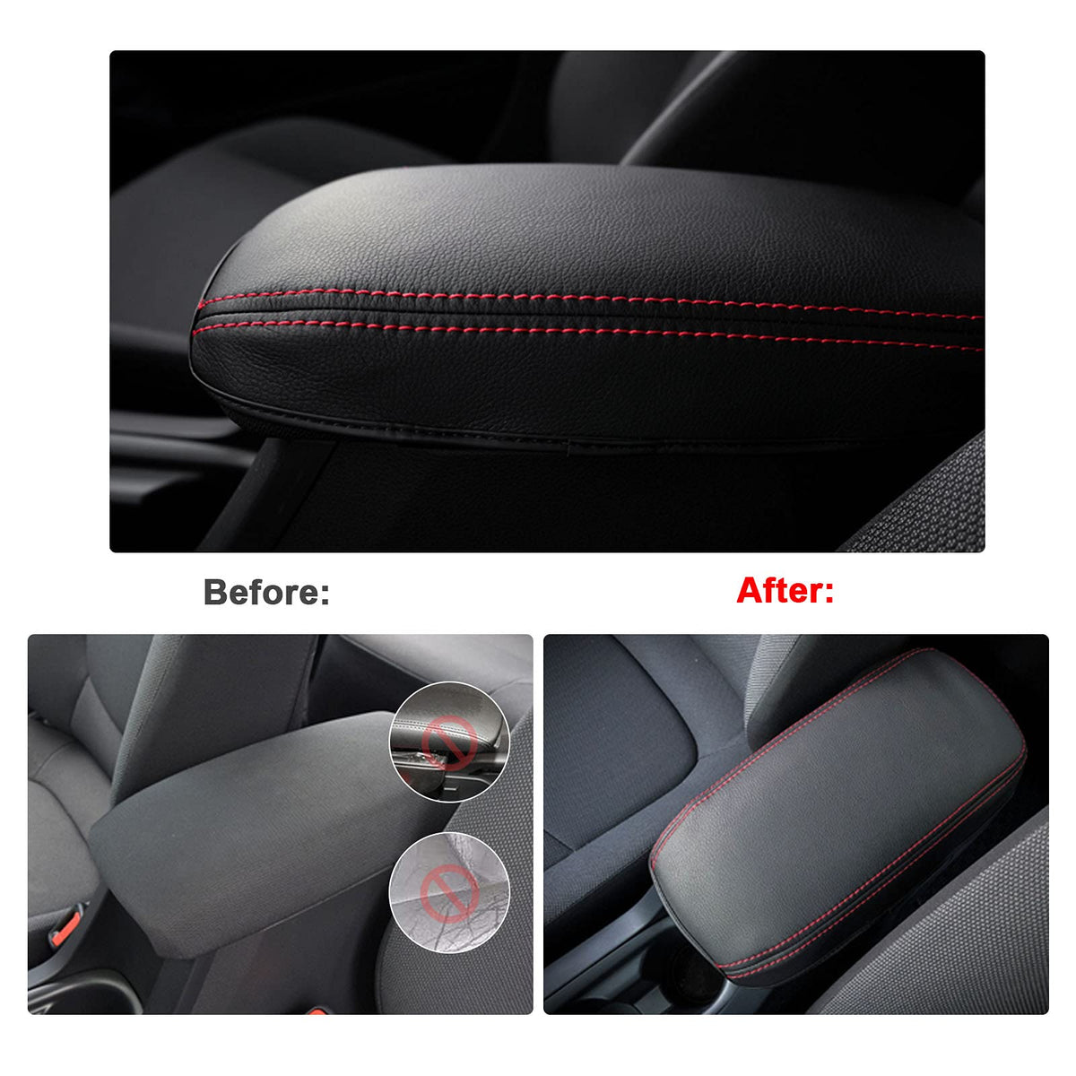 SXCY close-up of red stitching and microfiber leather for durable finish